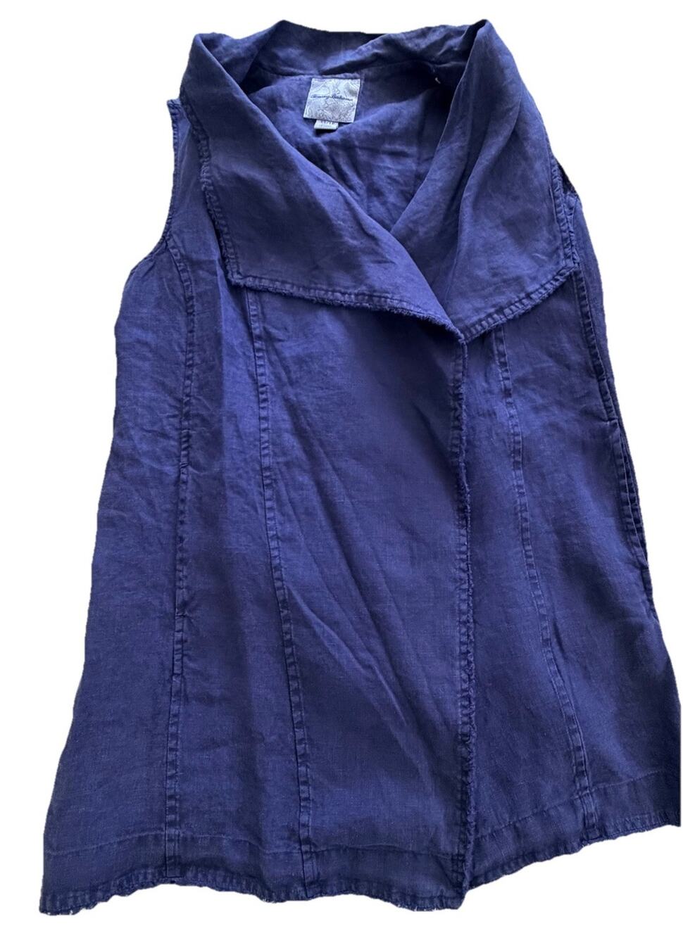 Tommy Bahama 100% Linen Two Palms Sleeveless Waterfall Vest Island Navy XS